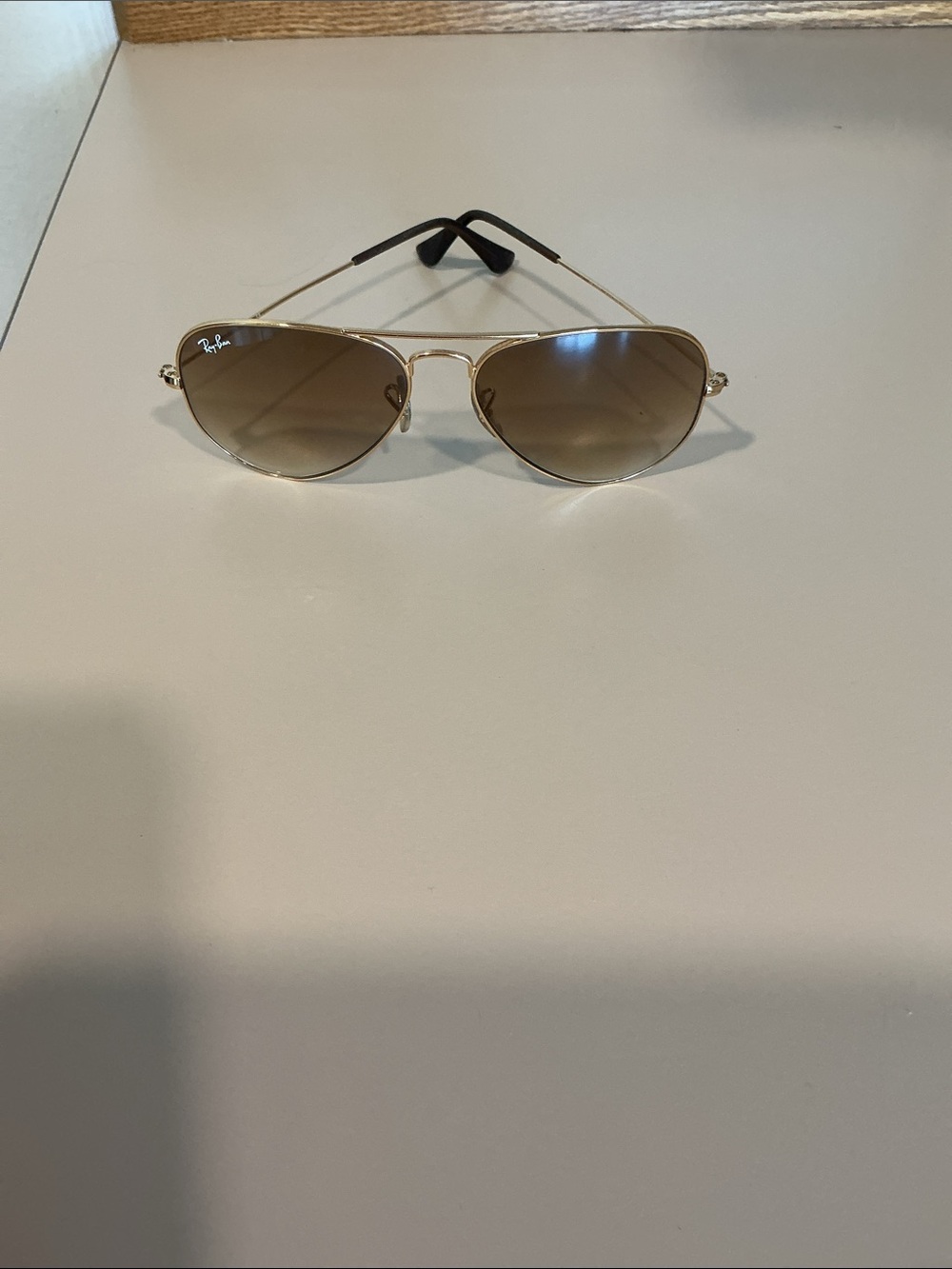 Ray-Ban Gold Aviator Sunglasses with Brown Lenses and Tan Case - Picture 8 of 9